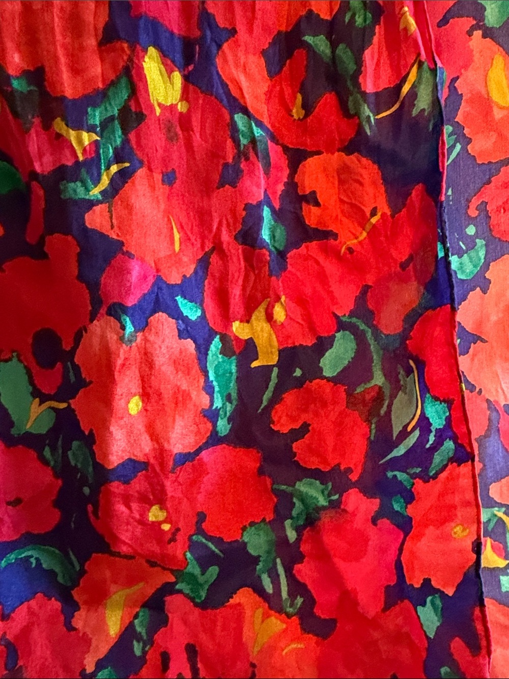 Vibrant Red Floral vintage scarf!